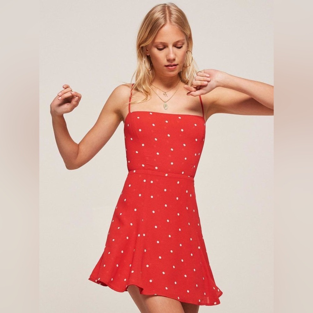 Reformation Red Polka Dot Mini Dress